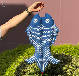 Indigo Double Fish Hanging