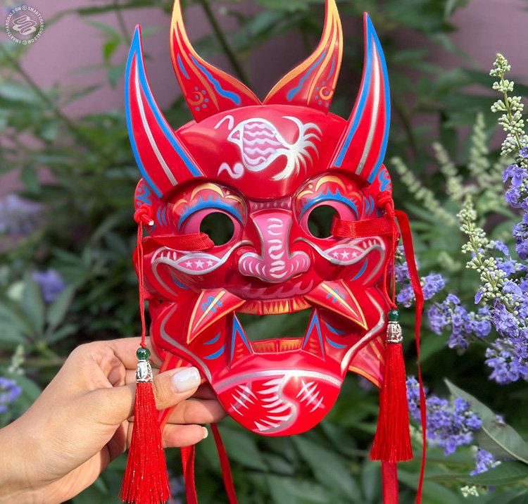 Painted Nuo Opera Mask - Red