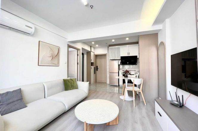 Nice terrace+modern 1br 1lr/elevator/bright room,Changshou rd@L7/13