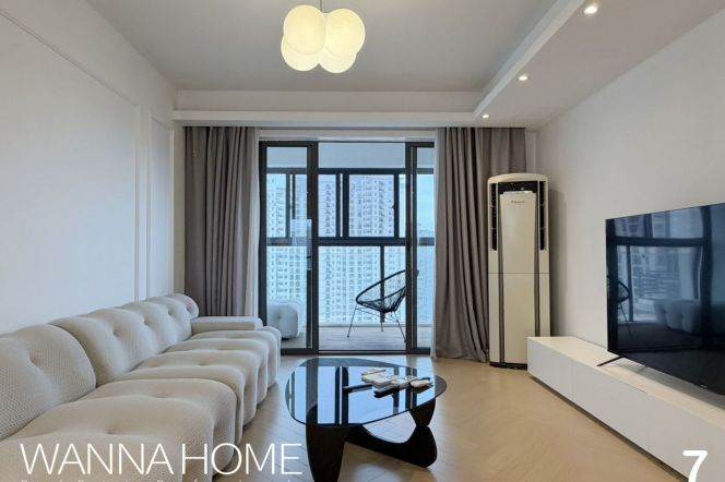 Garden Compound/Changshou Rd MT/Suzhou Creek View/Balcony/Bathtub/Large Storages/Cozy2br