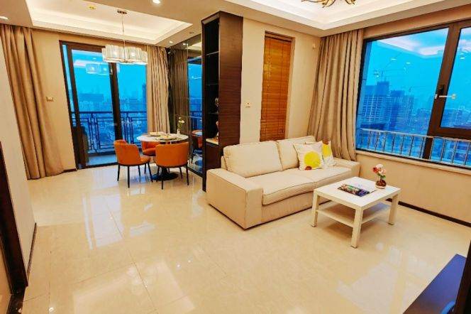 modern 2brs floor heating good view beside line 7,12 Huang pu river only 16.5K 