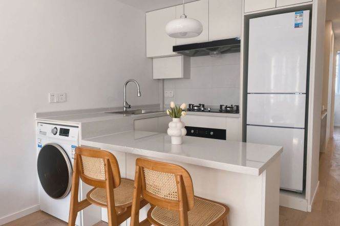 Jiangsu Rd, Modern 1br, on 2F, Central AC, floor heating, Oven 