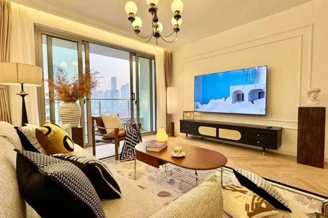 very modern big size 2 brs floor heating open balcony nice view near west nan jing road