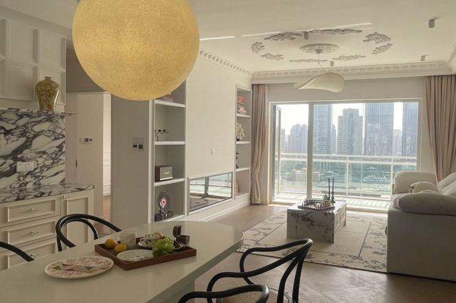 super modern big 3brs floor heating open balcony great river view IFC ,Huang pu river