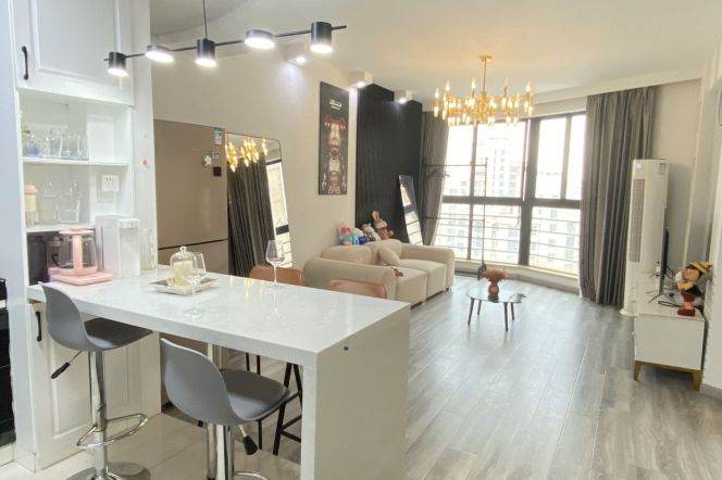 1 br modern Apt &big Windows&open kitchen/28F /nice compound Suzhou creek