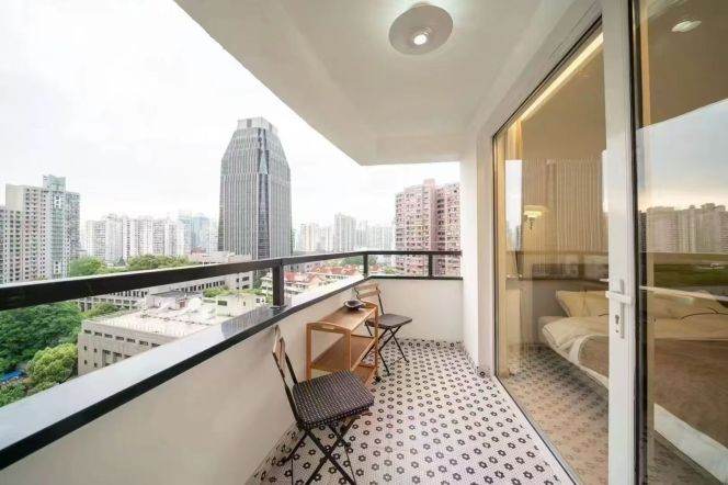 Full furnished 1br/100sqm & open balcony @Wuding Rd & Line 14