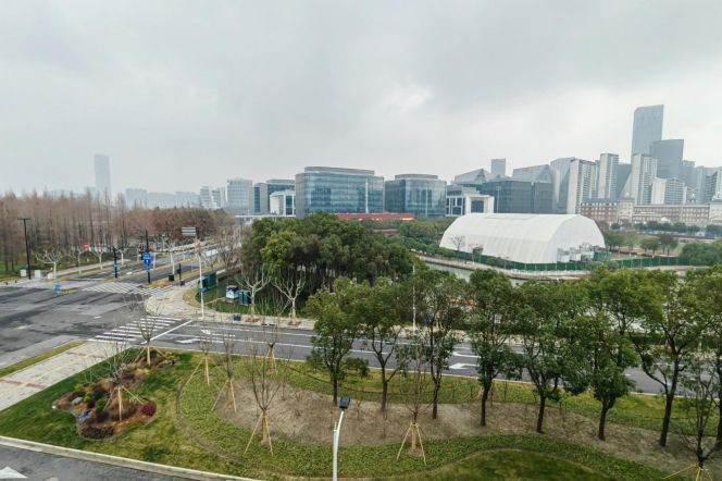 Bright living room with French windows next Wellington shanghai. L 6/8/11