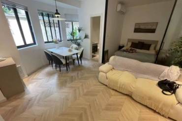 Nice floor heated 1+1br with garden near jiangsu rd station for long&short rent