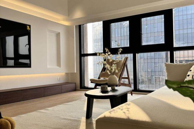 Suzhou Creek | Simple & Beautiful 2+1BR + Big windows | Hanzhong rd metro | 38F Good view