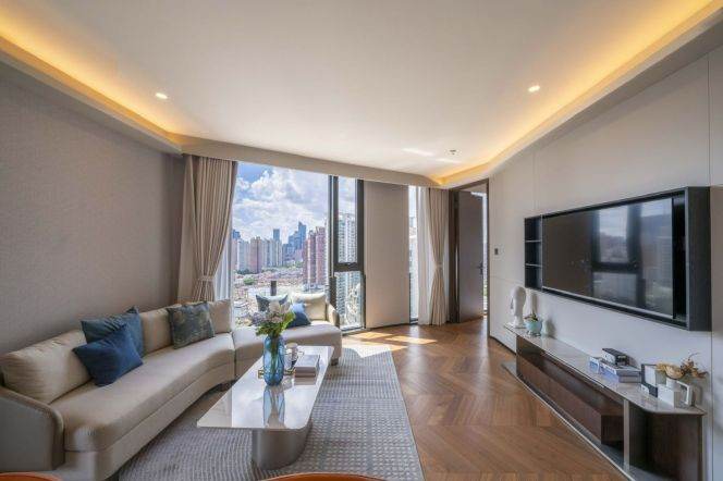 Exclusive Riverside Living on Suzhou Creek: Sophisticated 2BR Serviced Residence