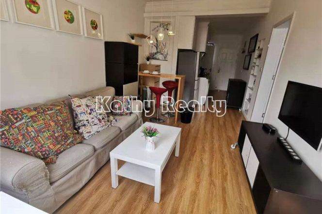Spacious 1BR APT Balcony Jiashan Rd Metro 7.6k
