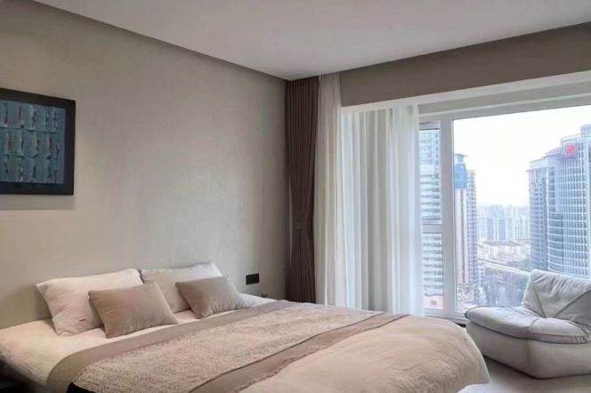 Zhongshan Park, Art Wall, Large Living Room, Floor-to-ceiling Windows with Outdoor Access