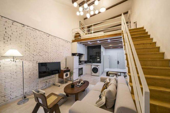 High ceiling 1Br/1Lr/1Bt apt nr Jingan temple,M2/7/14