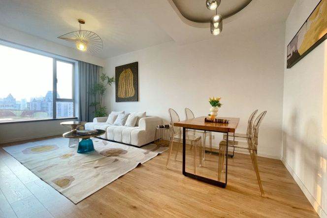 Jing'an Temple/Wuding Rd /Changping Rd metro/1br1bt/central AC/floor heat/oven