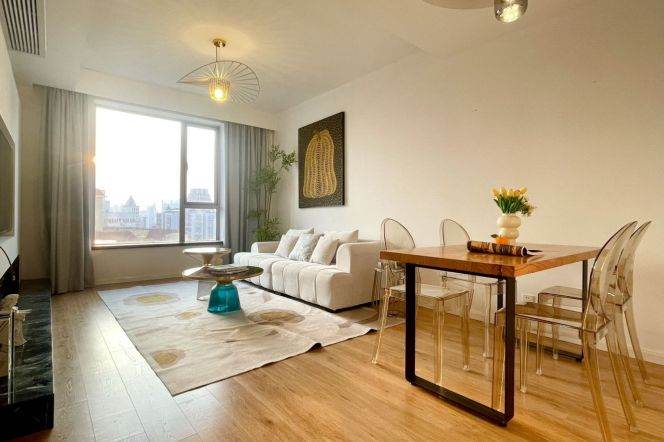 Jing'an Temple/Wuding Rd /Changping Rd metro/1br1bt/central AC/floor heat/oven