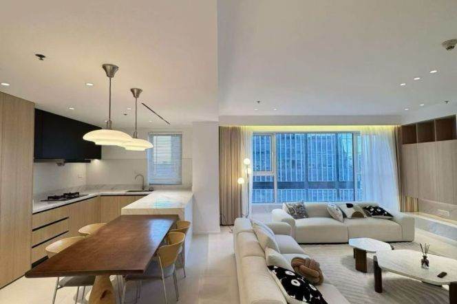 modern big 3brs floor heating open balcony modern furniture in Lujiazui Huang pu river 