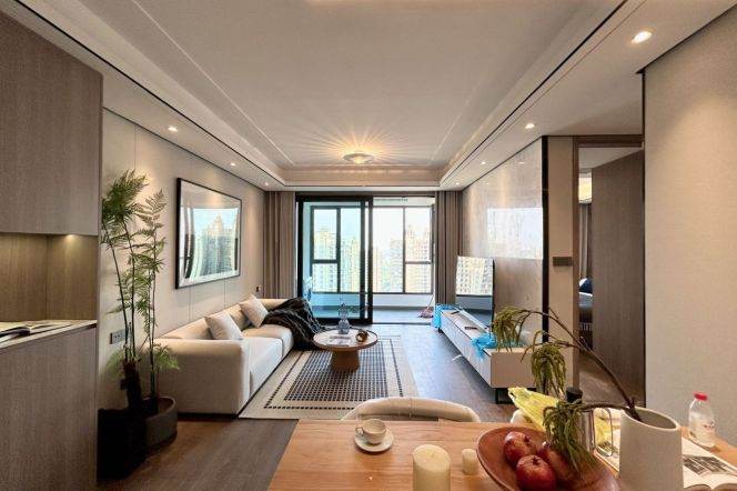Modern decoration 2brs with floor heating and river view beside Huang pu river