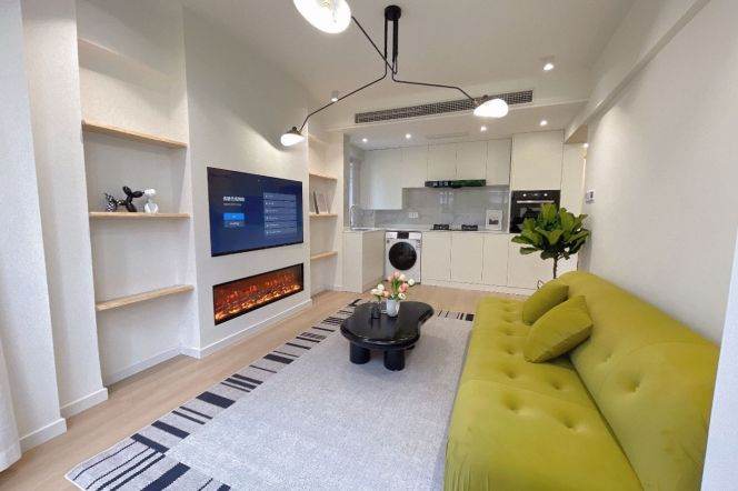 West Nanjing rd/modern 1br 2lr/elevator/central AC/oven/big living room@L2/12/13