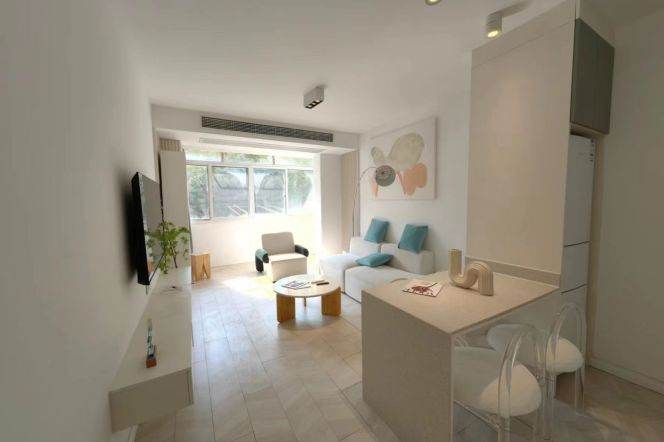 Sunny one bedroom Apt+central AC+dryer+oven @ L2/3/4Zhongshan Park