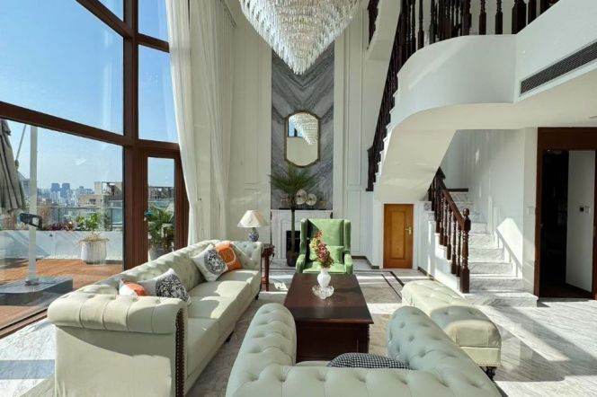 3 Private Terraces Xujiahui 5BR 4LR 4BA Duplex Penthouse Luxury Marble Finishing