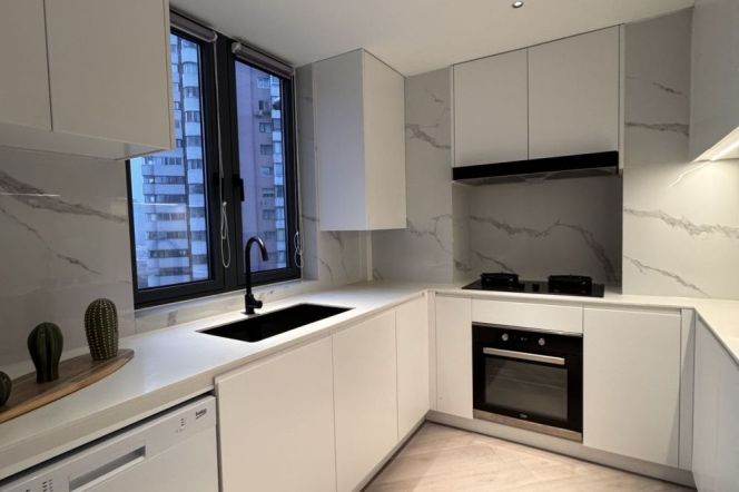 Modern and bright apartment with floor-to-ceiling windows, jing'an 