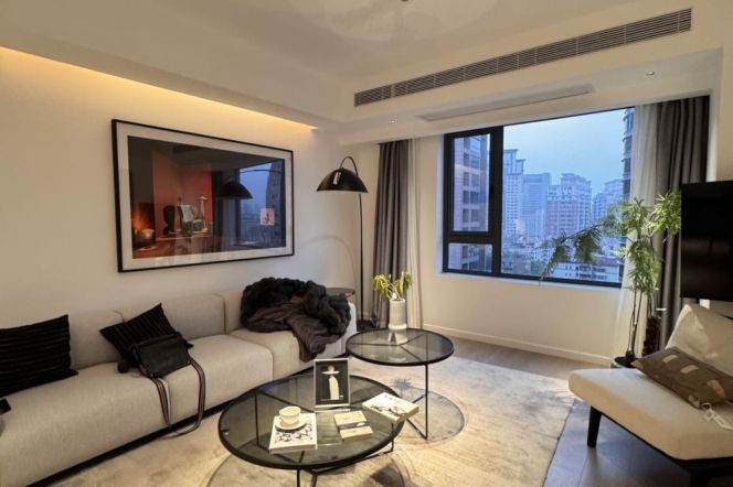 Modern and bright apartment with floor-to-ceiling windows, jing'an 