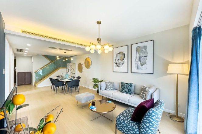 modern duplex 3brs balcony floor heating modern furniture in Xujiahui 