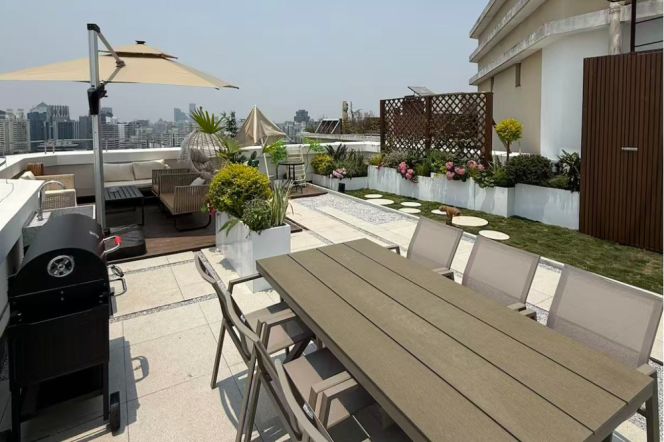 Jing'an Temple, top-floor duplex, 100 sqm of exclusive large terrace, super large open-plan area