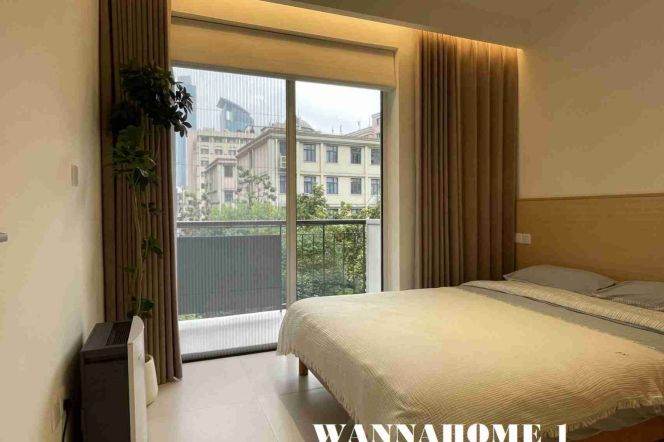4F Walk Up+Bright&Modern 1bdr 1Bath Apt+Big Open Balcony+Greenery View+W Nanjing Rd CBD