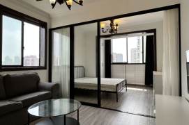 Modern & bright 1br @Jing'an Temple &Wuding rd metro | 16F elevator | 7K