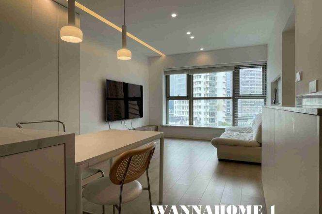 Top Compound+Free Club+New&Spacious&Bright 1Bdr 1Bath Apt+Jing An Temple+Kerry Center