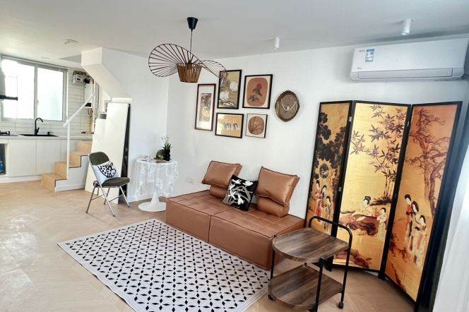 Jing'an temple/modern 1br 1lr+Study/loft/big living room/bright room,@L11/14/2/7