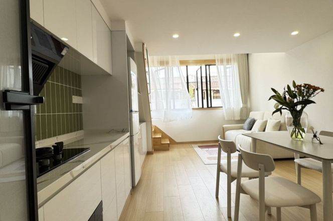 Cool loft 1Br/2Lr/2Bt Close to L2/7/14 Jing’an Temple Station 