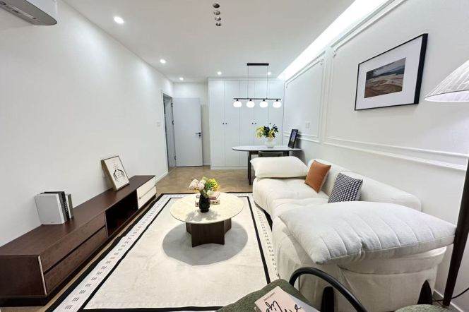 Pudong area/modern 1br 2lr/with central AC/bright room,Minsheng rd@L18/6