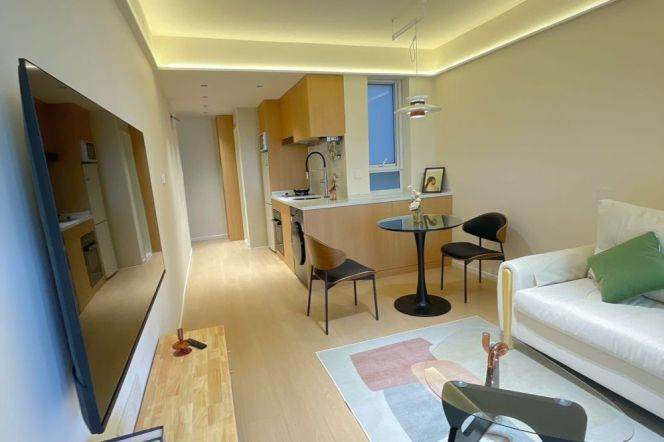 West Yan'an rd/modern 1br 1lr/with central AC/floor heating/oven,@L3/4