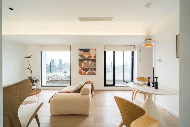 Xujiahui modern 1+1 br Apt &floor heating&terrace and good view 14K