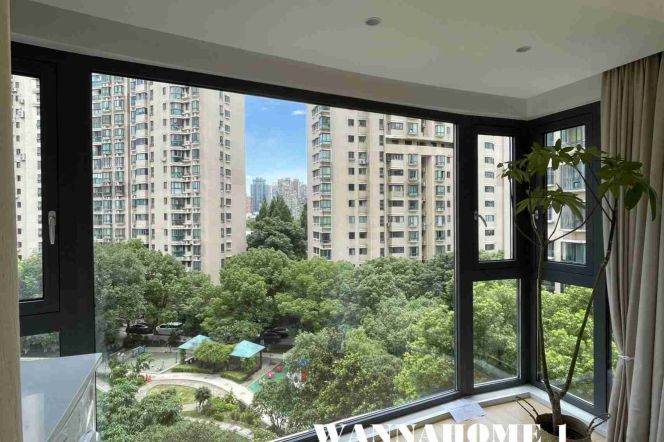 2BR Apartment near Changshou Rd Metro with Floor-to-Ceiling Windows (L3/L4/L7)