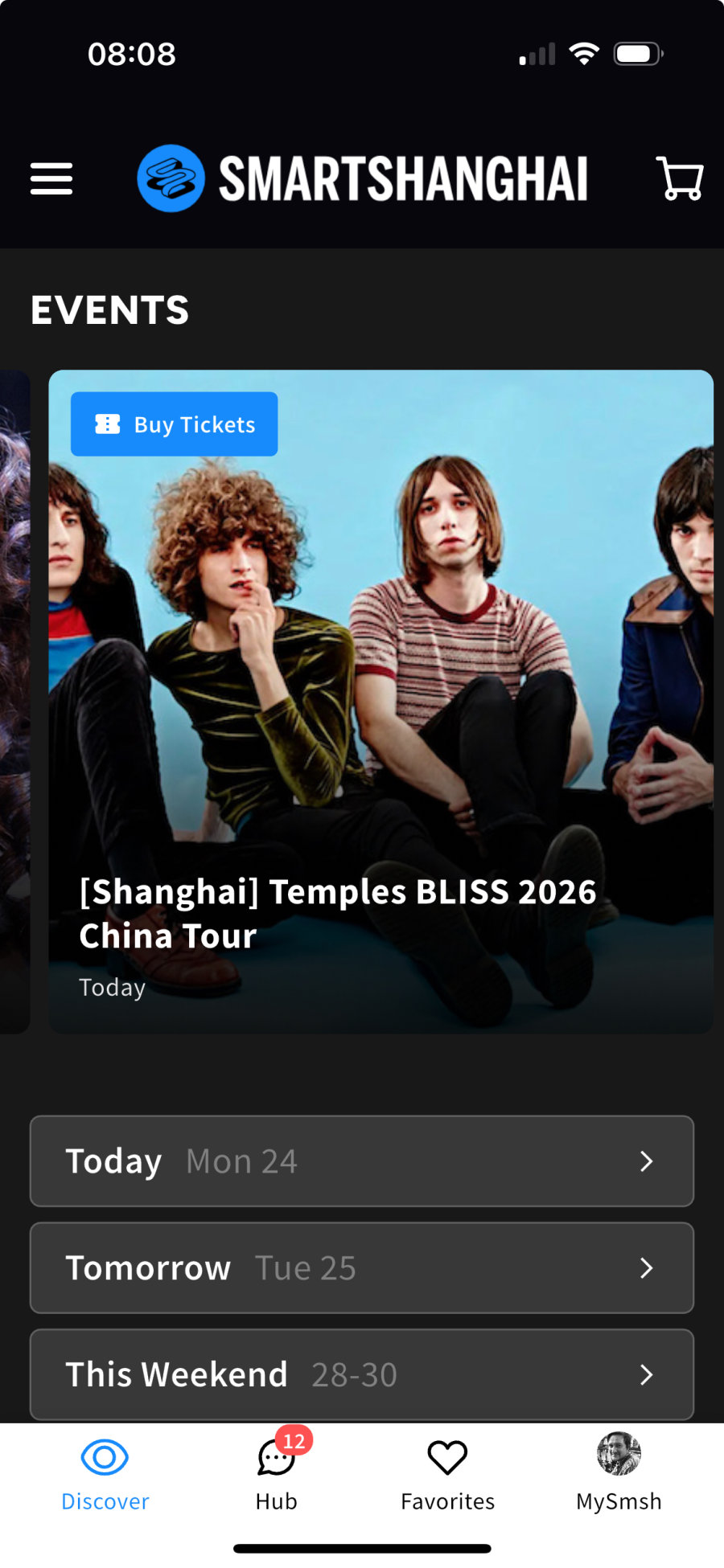 Homepage Events Feature example
