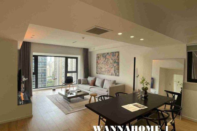 High-Floor Spacious 2BR Apartment near Hanzhong Rd Metro with Floor-to-Ceiling Windows (L1/L3/L4/L12/L13)