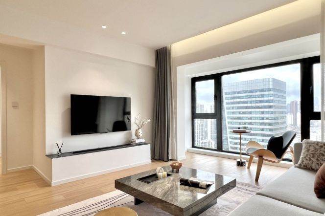 High-Floor Spacious 2BR Apartment near Hanzhong Rd Metro with Floor-to-Ceiling Windows (L1/L3/L4/L12/L13)