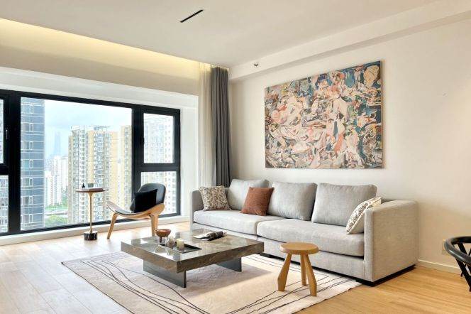 High-Floor Spacious 2BR Apartment near Hanzhong Rd Metro with Floor-to-Ceiling Windows (L1/L3/L4/L12/L13)